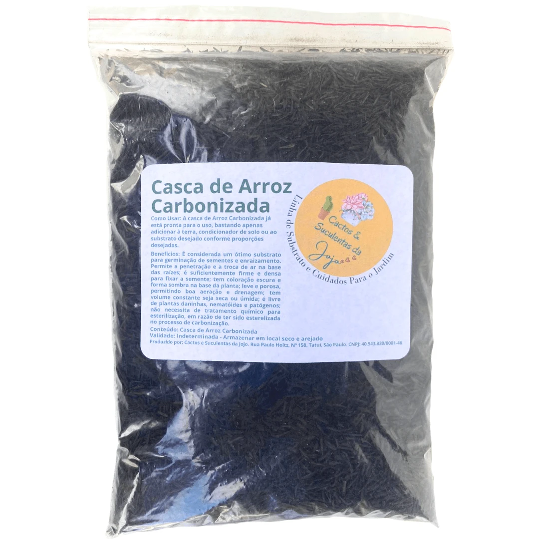 2 Litros Casca de Arroz Carbonizado Substrato para Forração Drenagem Proteção Aeração do Solo Cactos Suculentas Rosa do Deserto - Preto - Visão 1