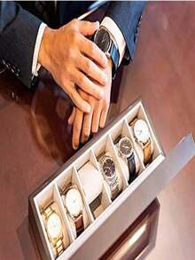Estuche Organizador De Relojes Y Joyas En Madera, Reloj Caja Organizadora De Madera De Alta Calidad, Caja de Reloj Con 6 Compartimentos, Caja de Reloj de Con 6 Ranuras, Relojero Con Tapa Premium, Bote Para Joyas - Multicolor - Ver 9