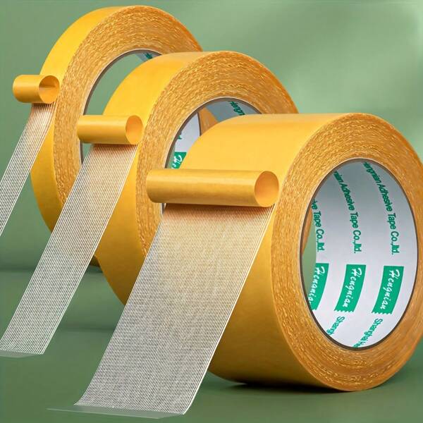 1pc Single Roll Length 393.7inch Width 0.39/0.78/1.96inch Grid High Viscosity Cloth Based Double-Sided Tape Strong Hold Non-Marking Tape