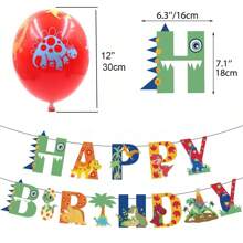 1 bộ Khủng long Theo chủ đề Tiệc sinh nhật Quân nhu Bộ , Bao gồm Vui vẻ Sinh nhật Băng rôn , Vòng hoa , 12inch Bóng bay , Trang trí bánh , Đối với Trẻ em Các bữa tiệc Và Nhà  Trang trí - Nhiều màu - Xem 2
