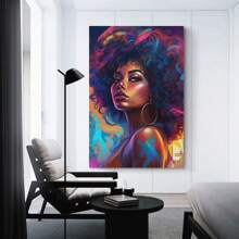 1pc Canvas Wall Art Graffiti Art Women Poster African Black Art Poster Home Bedroom Shop Decoration No Frame - A - View 1