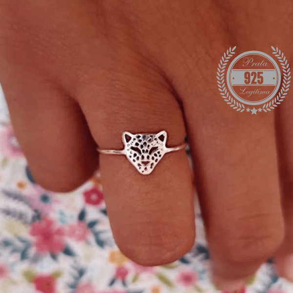 BAILARINA DE PRATA Anel de Prata 925 Legítima Pantera Onça Certificado de Garantia Feminino