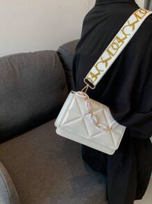 New Fashion Acrylic Chain Tote Shoulder Bag With Foreign Style Wide Shoulder Strap Casual Versatile Crossbody Bag Mini Solid Color Women's Bag