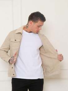 Men Denim Jackets - 米色 - 查看 2