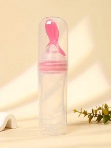 1pc 90ml Baby Milk Bottle Baby Food Feeder With Silicone Spoon, Perfect For Daily Or Outdoor Use, Comes With A Storage Box For Dustproof And Hygiene, Packed In Pp Box