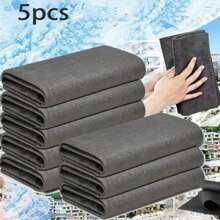 5 Piezas Paño Grueso Para Limpiar Vidrios De Microfibra Reutilizable Con Capacidad Mágica, Paño Para Todo Propósito De Toallas Para Ventanas Y Vidrios - gris oscuro - Ver 1