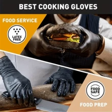 50 Pairs Disposable Nitrile Gloves, Flexible Rubber Kitchen Gloves - Black - View 4