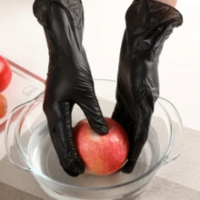 50 Pairs Disposable Nitrile Gloves, Flexible Rubber Kitchen Gloves - Black - View 1