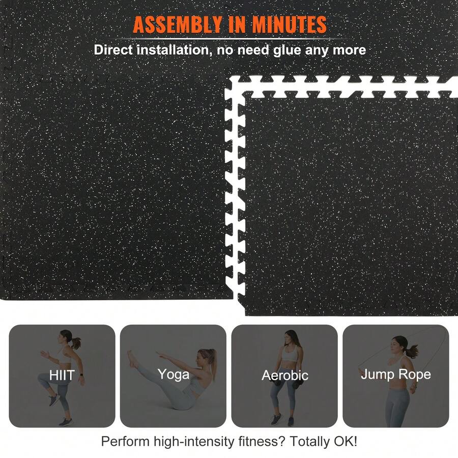 VEVOR VEVOR 6 12 & 25 Pcs Gym Floor Mats, 24x24in EVA Foam & Rubber Top