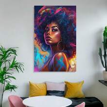 1pc Canvas Wall Art Graffiti Art Women Poster African Black Art Poster Home Bedroom Shop Decoration No Frame - A - View 2