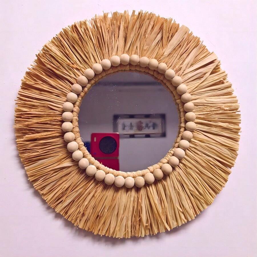 1pc Natural Rattan Vine Woven Flower Wall Art, Indoor Decoration Hanging Ornament,Home Decor ,Room Decor,Wall Decor