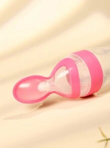 1pc 90ml Baby Milk Bottle Baby Food Feeder With Silicone Spoon, Perfect For Daily Or Outdoor Use, Comes With A Storage Box For Dustproof And Hygiene, Packed In Pp Box