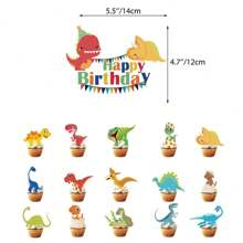 1 bộ Khủng long Theo chủ đề Tiệc sinh nhật Quân nhu Bộ , Bao gồm Vui vẻ Sinh nhật Băng rôn , Vòng hoa , 12inch Bóng bay , Trang trí bánh , Đối với Trẻ em Các bữa tiệc Và Nhà  Trang trí - Nhiều màu - Xem 3