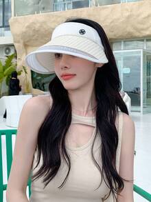 1頂女式大邊沿太陽帽,適用於騎行和旅遊等戶外活動；男女皆宜的帶有字母m網眼遮陽帽,適用於日常穿搭 - 字母 - 查看 9