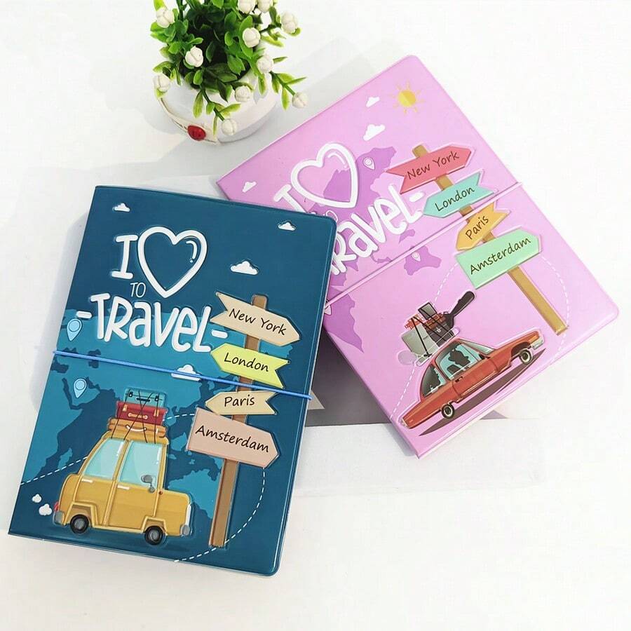 2 件 3D 创意护照套护照夹护照夹护照钱包卡夹轻便时尚旅行配件适合飞行适合学生返校用品 - 彩色 - 查看 1