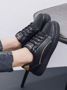 Của phụ nữ Mùa Đông Giày thể thao , Trắng , Phong cách ins , Giải trí , Hàn Quốc , Kích thước lớn , Đúng mốt - màu đen - Xem 5