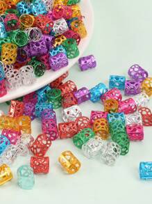 100pcs Children Hair Braiding Aluminum Rings, Multi-Colored Hair Weaving Rings, Hair Decorations For Party Activities - Multicolor - View 7