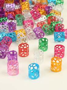 100pcs Children Hair Braiding Aluminum Rings, Multi-Colored Hair Weaving Rings, Hair Decorations For Party Activities - Multicolor - View 3