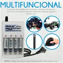 Cargador de batería con 4 pilas AAA recargables, luz indicadora LED, protección inteligente, perfecto para controles remotos y juguetes. - Blanco - Ver 7