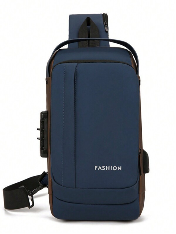 Mochila De Peito Masculina À Prova D'água Com Trava De Código Usb
