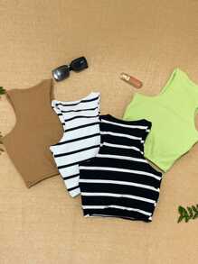 Women Tank Tops & Camis - Black and White - View 2
