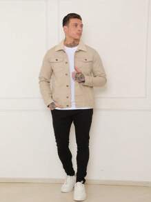 Men Denim Jackets - 米色 - 查看 3