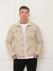 Men Denim Jackets - 米色 - 查看 1