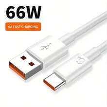 66W 6A Super-Fast Charging USB Type C Cable: Charge Your Android Phone In A Flash! - White - View 5