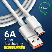 66W 6A Super-Fast Charging USB Type C Cable: Charge Your Android Phone In A Flash! - White - View 4