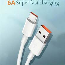 66W 6A Super-Fast Charging USB Type C Cable: Charge Your Android Phone In A Flash! - White - View 2