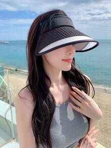 1頂女式大邊沿太陽帽,適用於騎行和旅遊等戶外活動；男女皆宜的帶有字母m網眼遮陽帽,適用於日常穿搭 - 字母 - 查看 5