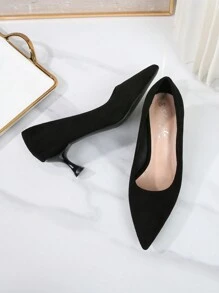 Của phụ nữ Đế Mềm Da lộn Đen Giày cao gót , Pointed Toe , Đối với Chuyên nghiệp Làm việc - màu đen - Xem 5