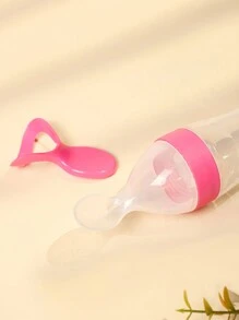 1pc 90ml Baby Milk Bottle Baby Food Feeder With Silicone Spoon, Perfect For Daily Or Outdoor Use, Comes With A Storage Box For Dustproof And Hygiene, Packed In Pp Box