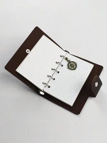 Vintage Planning Notebook With Grid/Dot Paper - Coffee Brown - View 6