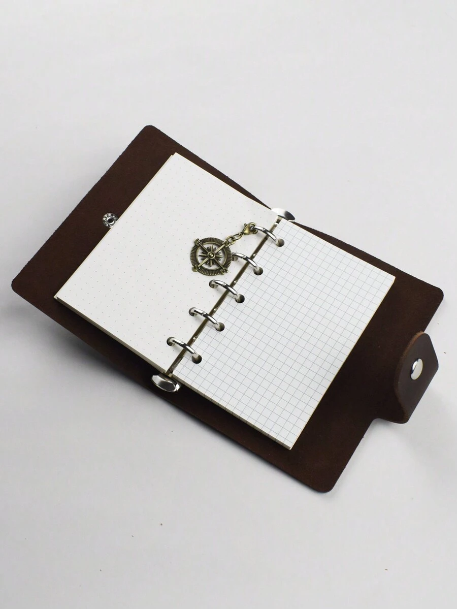 Vintage Planning Notebook With Grid/Dot Paper - Coffee Brown - View 1
