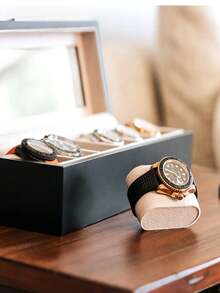 Estuche Organizador De Relojes Y Joyas En Madera, Reloj Caja Organizadora De Madera De Alta Calidad, Caja de Reloj Con 6 Compartimentos, Caja de Reloj de Con 6 Ranuras, Relojero Con Tapa Premium, Bote Para Joyas - Multicolor - Ver 5