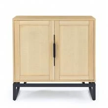 Rattan 2 Door Cabinet,With 1 Adjustable Inner Shelves - Màu Khaki - Xem 1