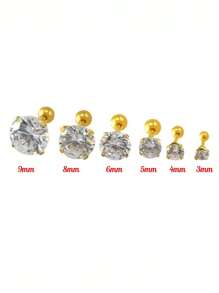 2 Pieces Stainless Steel 4 Prong Ear Studs Earrings For Girl Tragus Cartilage Standard Lobe Daith Piercing Jewelry