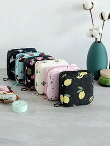 1pc Sanitary Napkin Storage Bag With Large Capacity, Cute Pattern And Waterproof Material, Used To Store Sanitary Napkins And Panty Liners. Girls' Menstrual Pad Bag - Blue - View 2