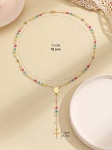 1條女士多彩水晶珠不鏽鋼吊墜項鏈 - 3 - 查看 4