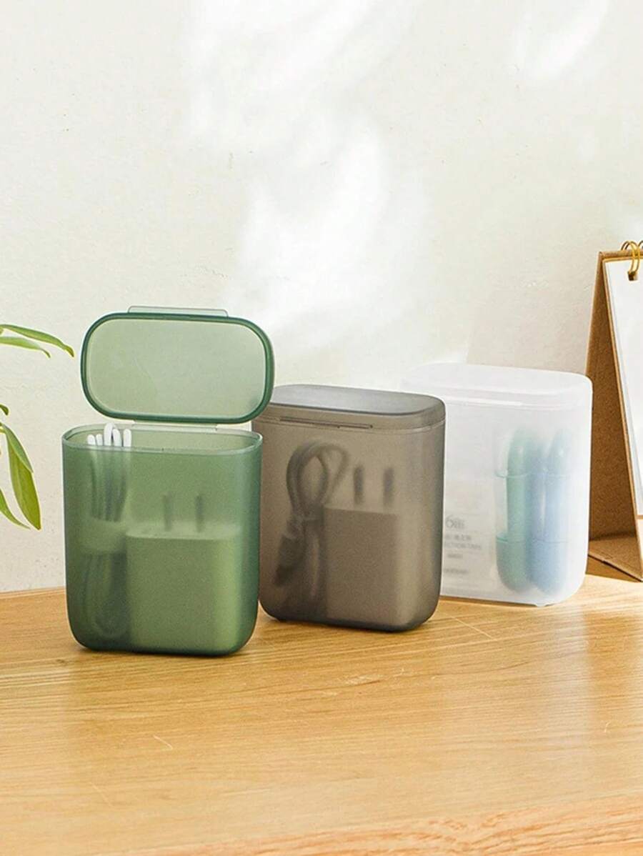 Portable Data Cable Organizer, Travel Earphone Jewelry Coin Storage Box, Drawer Cosmetics Lipstick Storage Box, Dust-Proof Storage Box - Grey - View 1