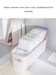 1pc Long White Storage Box For Small Items, Large Capacity, Amazing Storage Capability, Open Design For Easily Access, Convenient Carrying With Handles On Both Sides - White - View 5