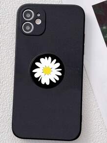 1Pc Sáng Tạo Hoạt Hình Họa Tiết Hoa Cúc Dễ Thương Có Thể Gập Lại Đế Kéo Đẩy Chống Rơi Chống Trượt Vỏ Điện Thoại Cạnh Thẳng Tương Thích Với Samsung iPhone Redmi - màu đen - Xem 4