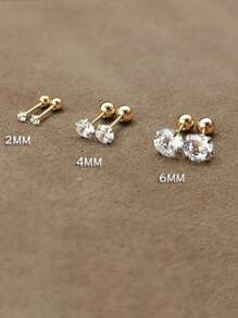 2 Pieces Stainless Steel 4 Prong Ear Studs Earrings For Girl Tragus Cartilage Standard Lobe Daith Piercing Jewelry