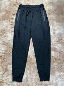 Men Plus Size Pants - 黑色 - 查看 1