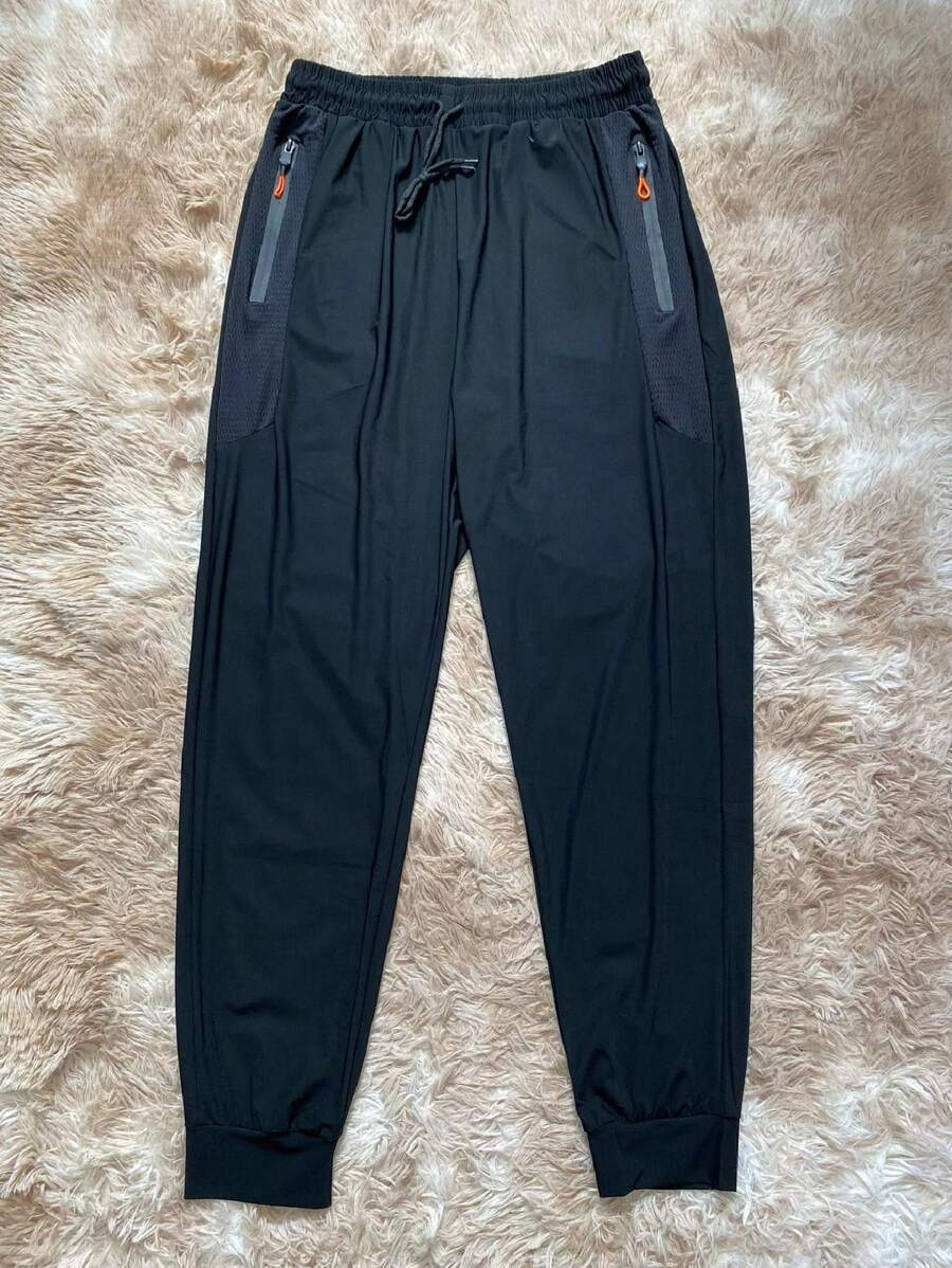 Men Plus Size Pants - 黑色 - 查看 1