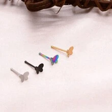 4入組（分別為五角星、正方形、心形和圓形）小鼻釘,帶鑽石閃耀唇釘,不鏽鋼穿身飾品,銀質鼻釘,多功能耳飾套組 - 彩色 - 查看 7