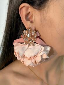 1 Pair Of Evening Rhinestone Flower Earrings Suitable For Ladies Parties And Daily Wear Valentines - 1 Pair Of Evening Rhinestone Flower Earrings - View 11