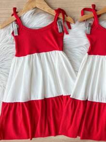 Vestido Infantil 3 maria Multicolorido Vermelho e branco