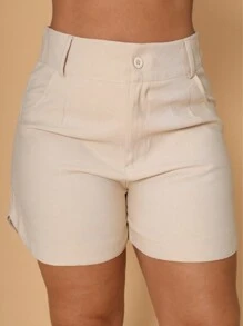 Women Shorts - 米色 - 查看 1